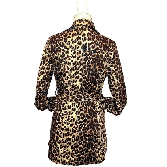 Vertigo Paris double breasted tie belt cheetah print trench coat Size M - Picture 2 of 11